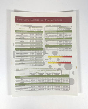 Fraxel DUAL 1550/1927 Laser Treatment Settings, 2011 (1 sheet)
