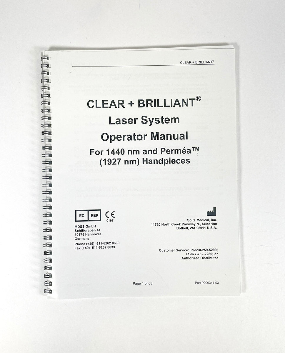 Clear+Brilliant Laser System Operator Manual P009341-03 1440nm and Permea