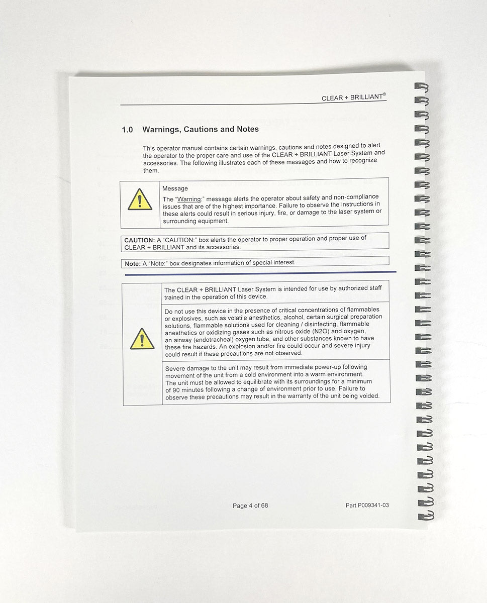 Clear+Brilliant Laser System Operator Manual P009341-03 1440nm and Permea