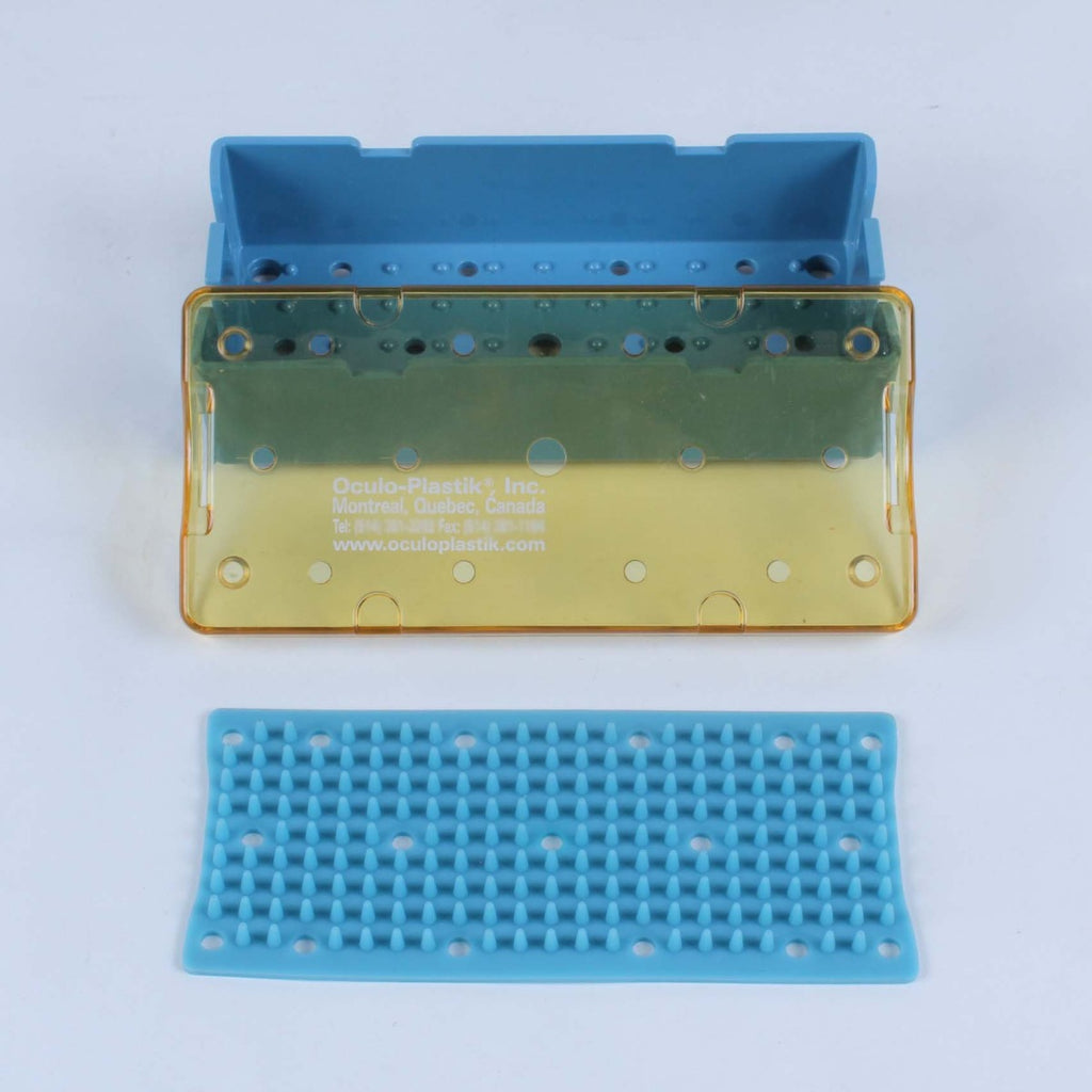 Oculo-Plastik Steam Sterilization Tray Case 7.3 x 15.7 cm w/ Silicone Finger Mat