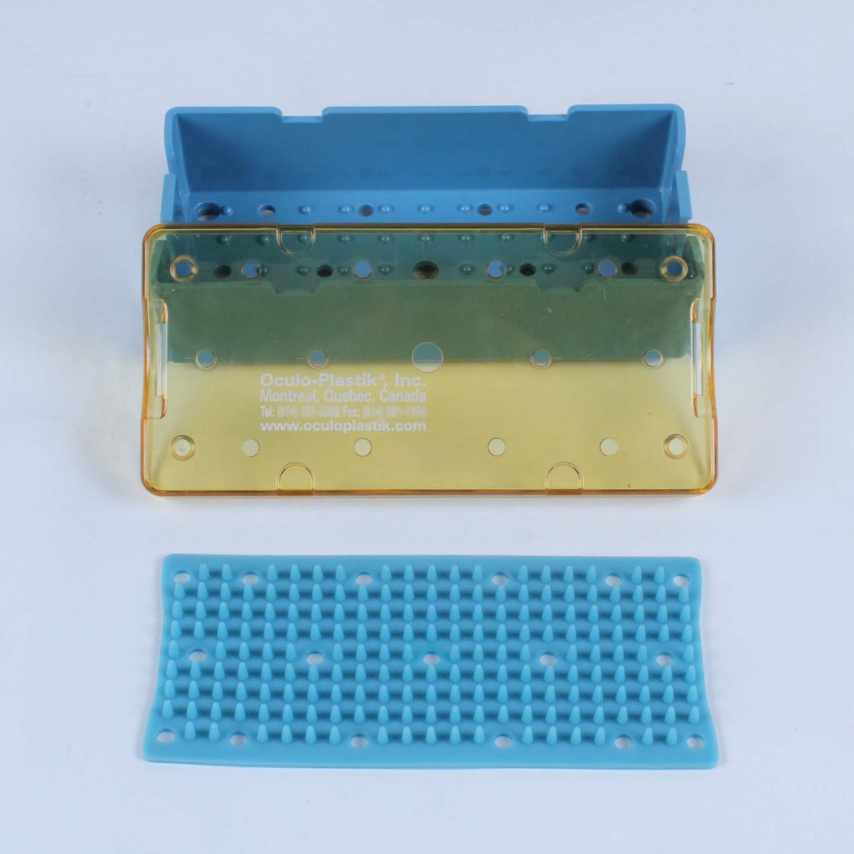 Oculo-Plastik Steam Sterilization Tray Case 7.3 x 15.7 cm w/ Silicone Finger Mat