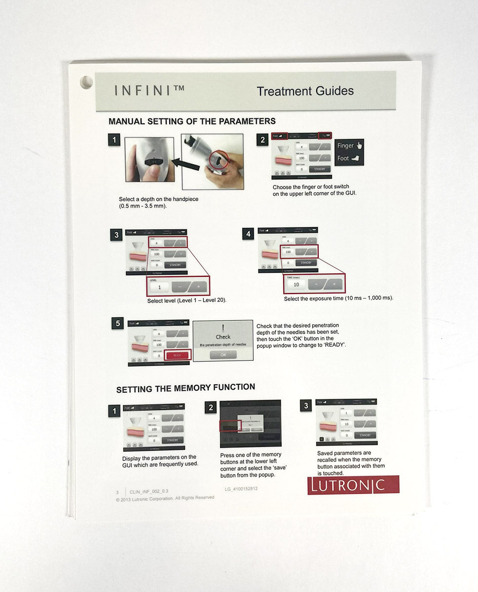 LUTRONIC INFINI Laminated Clinical Guide LG_4100152812 EXP 2013