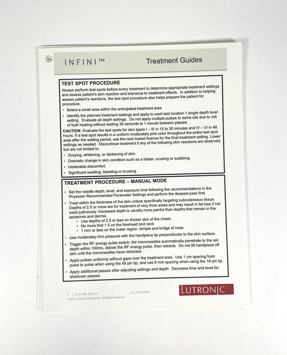 LUTRONIC INFINI Laminated Clinical Guide LG_4100152812 EXP 2013