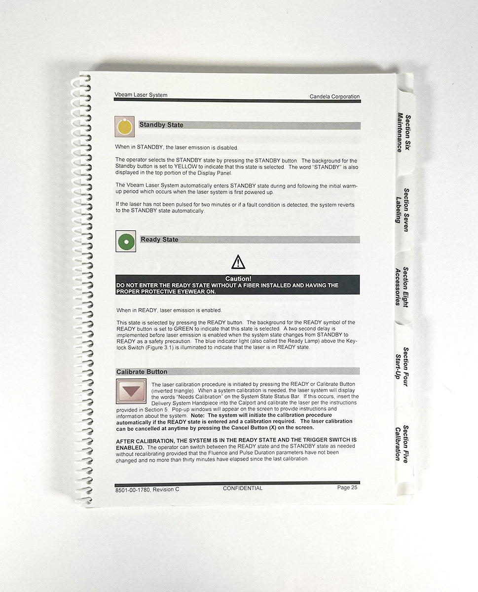 CANDELA Vbeam Perfecta Vbeam Platinum Vbeam Aesthetica Operator’s Manual 8501-00-1780 Revision C EXP 2006