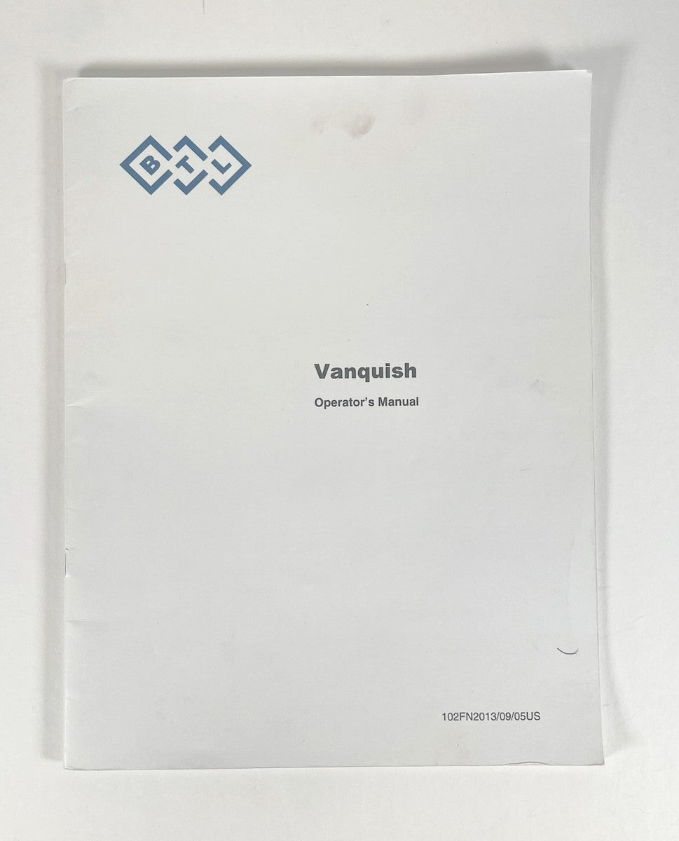 BTL Vanquish Operator's Manual 102FN2013/09/05US User Guide Instructions