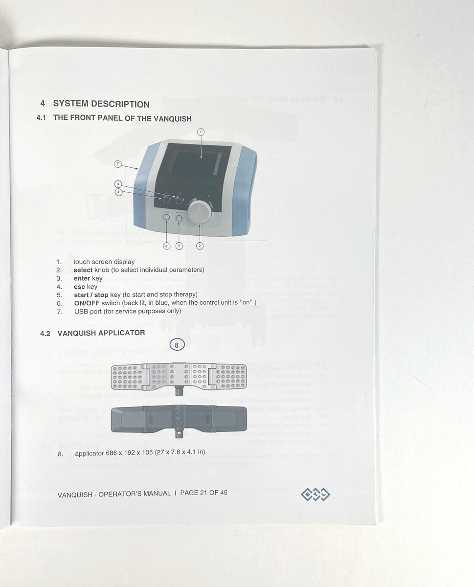 BTL Vanquish Operator's Manual 102FN2013/09/05US User Guide Instructions