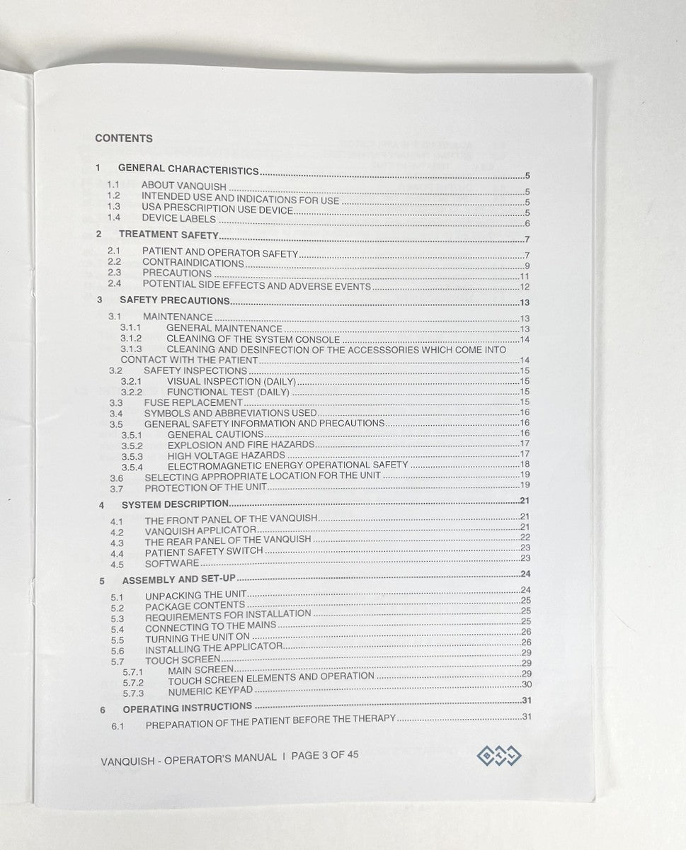 BTL Vanquish Operator's Manual 102FN2013/09/05US User Guide Instructions