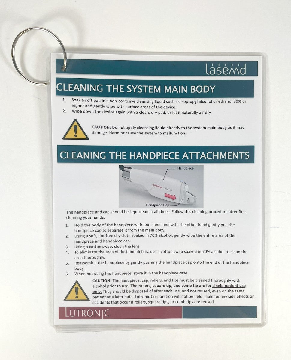 Lutronic LaseMD Laminated Clinical Cheat Sheet Guide