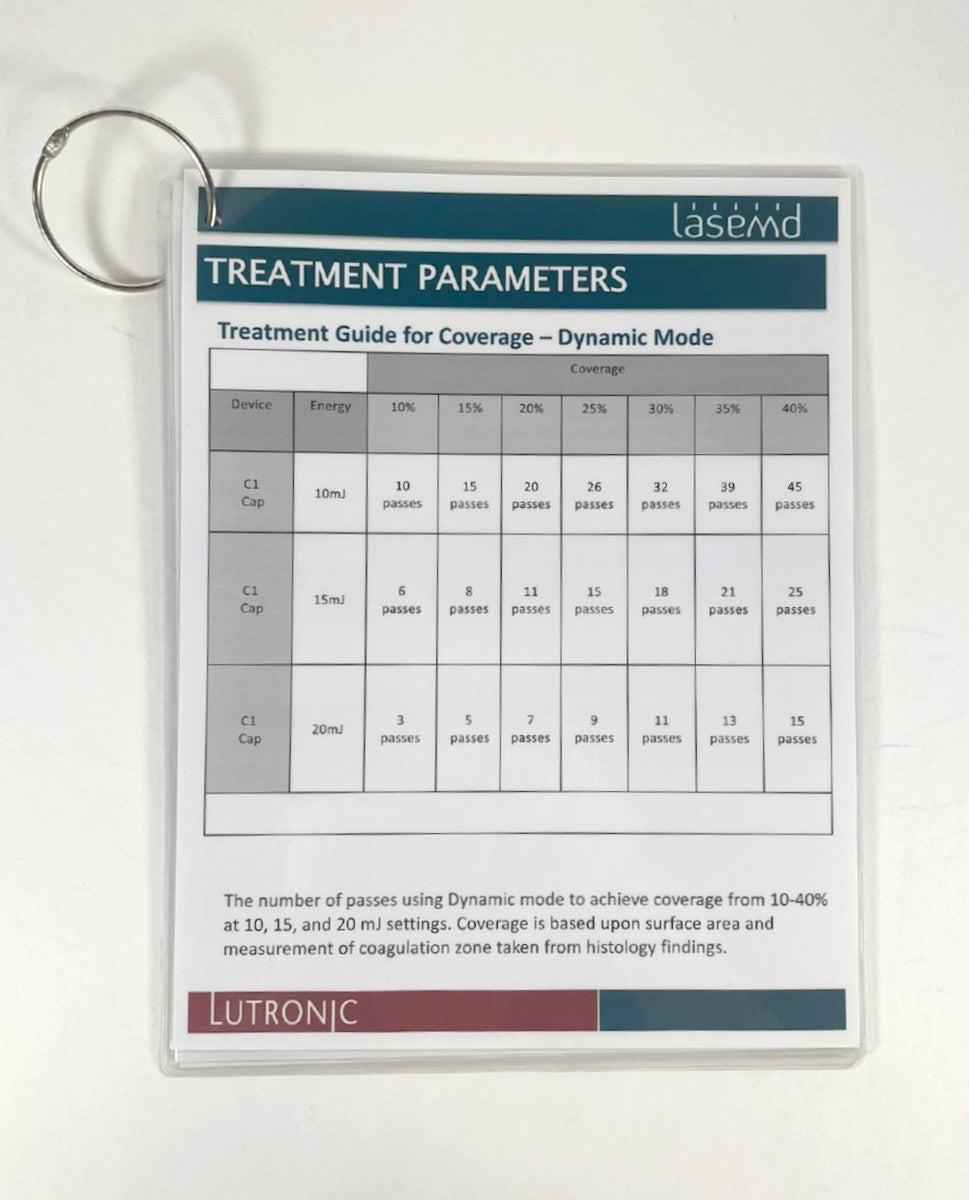 Lutronic LaseMD Laminated Clinical Cheat Sheet Guide