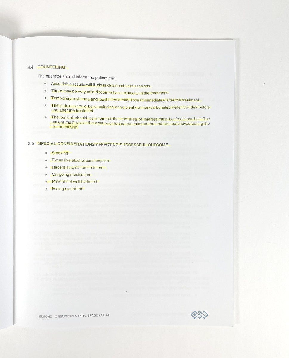 BTL EMTONE, OPERATOR’S MANUAL, 084-80MANENUS01102