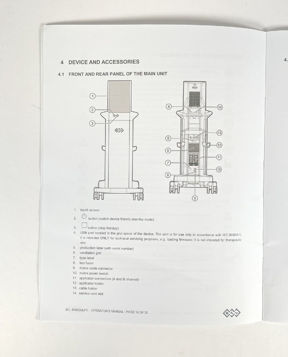 BTL, EMSCULPT, OPERATOR’S MANUAL, P/N 799-80MAN2166ENUS01105-1,