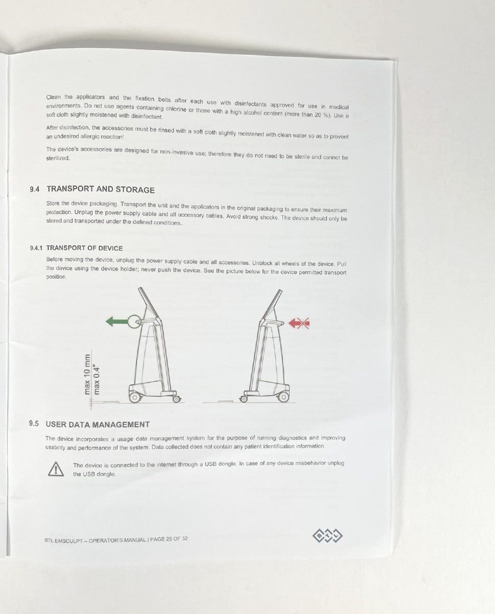 BTL, EMSCULPT, OPERATOR’S MANUAL, P/N 799-80MAN2166ENUS01105-1,