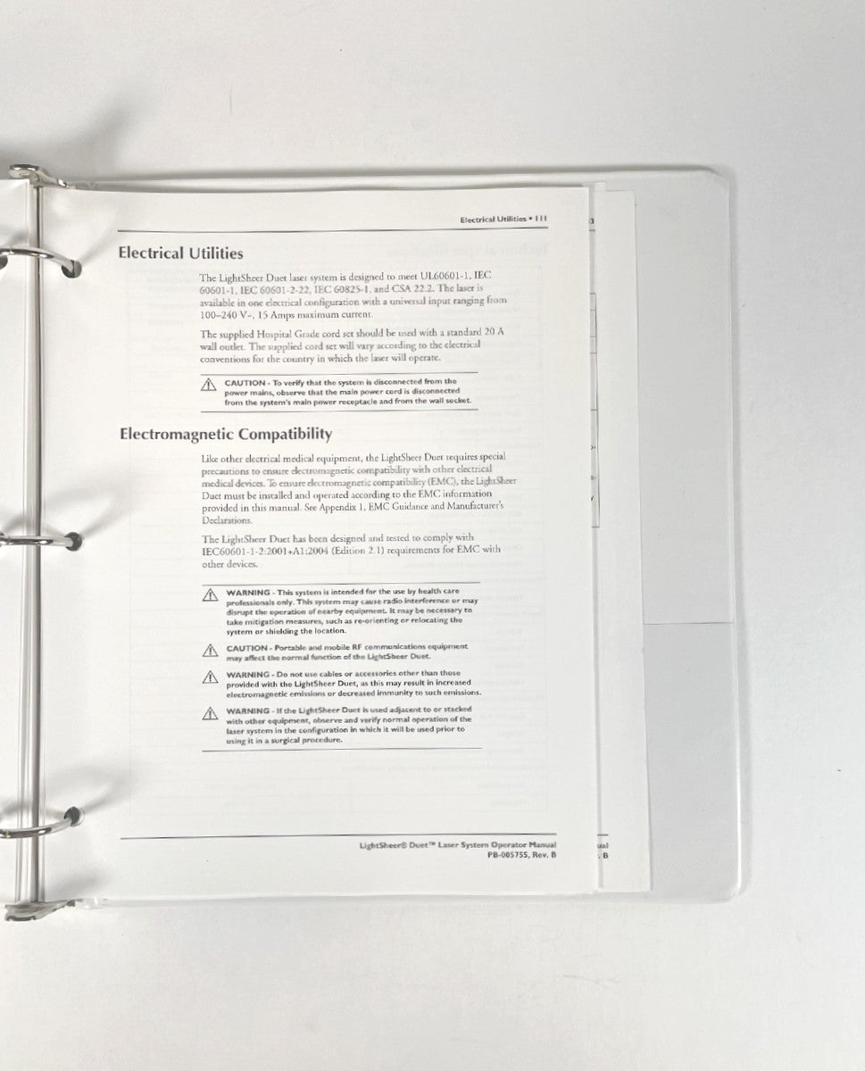 Lumenis, LightSheer Duet, Operator Manual, PB-005755, Rev. B