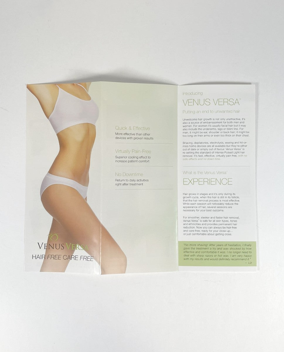 Venus Versa Hair Free Care Free Brochure 13 pc