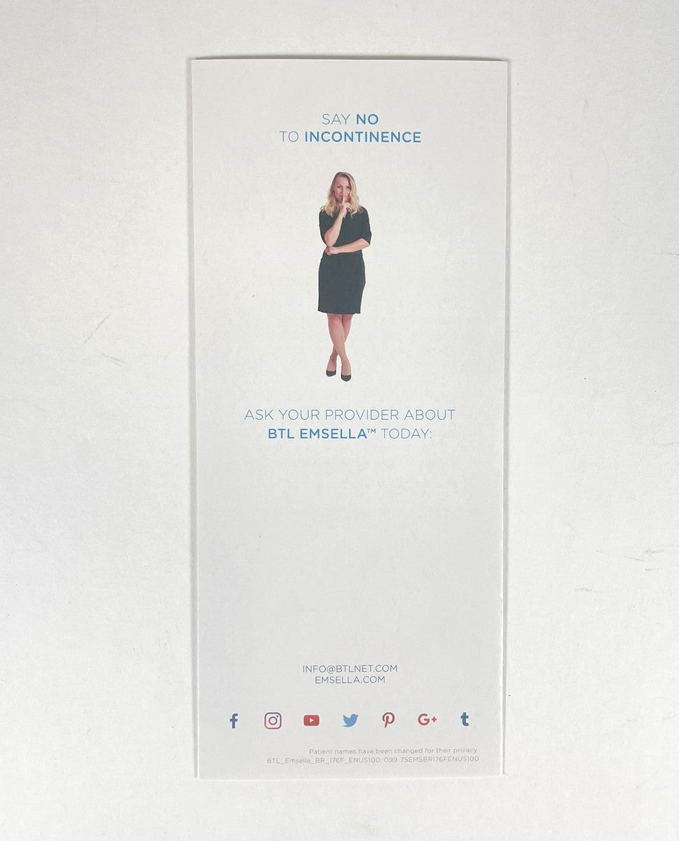 BTL Emsella Say No To Incontinence Office Marketing Info Brochures x50