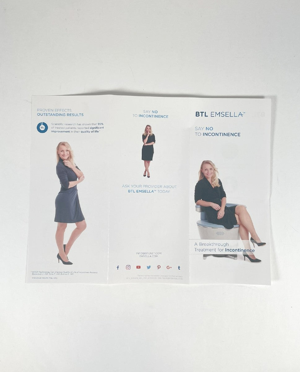 BTL Emsella Say No To Incontinence Office Marketing Info Brochures x50