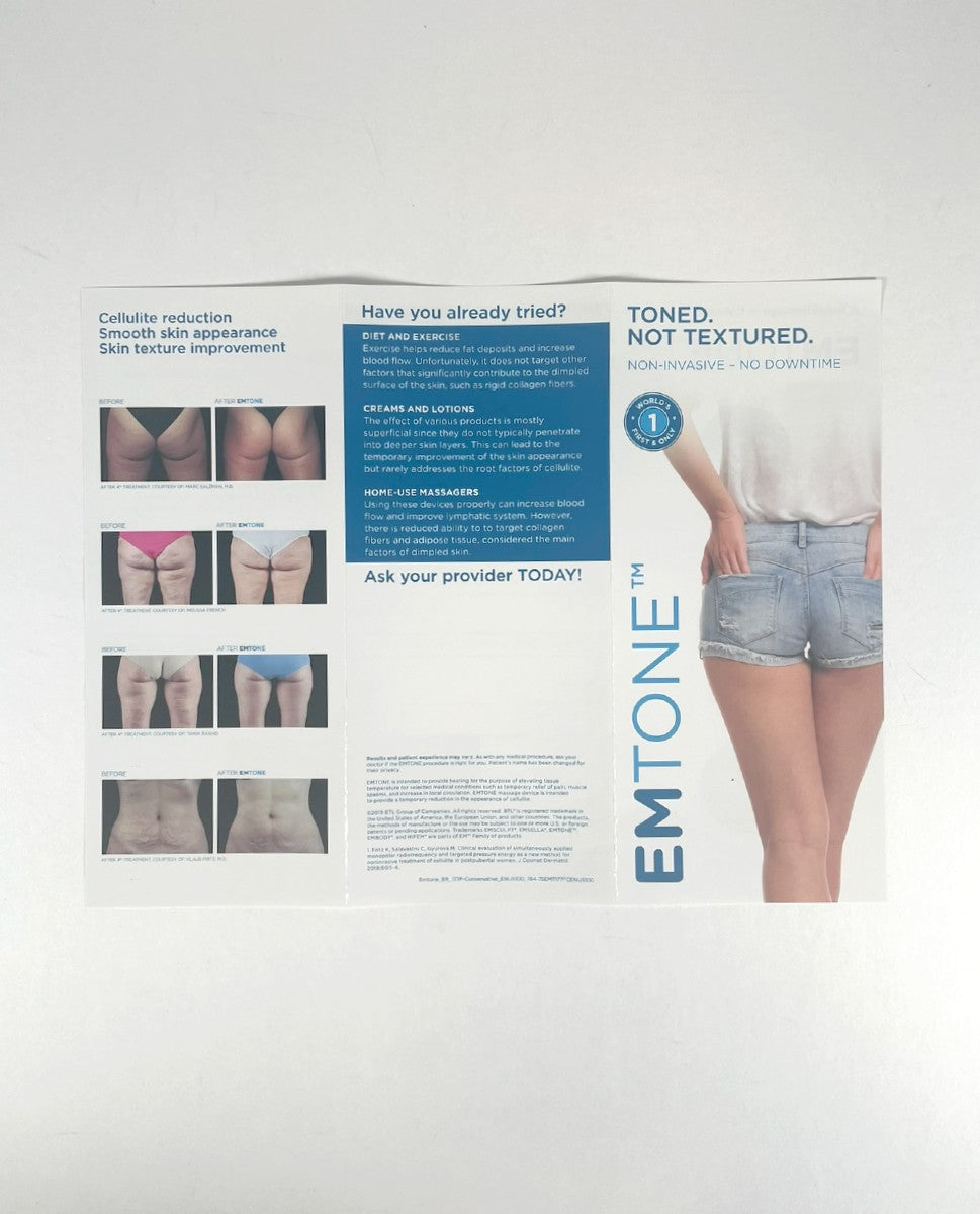 BTL Emtone Brochure Toned Not Tex Tured Non-Invasive No Downtime Pack 23 pieces