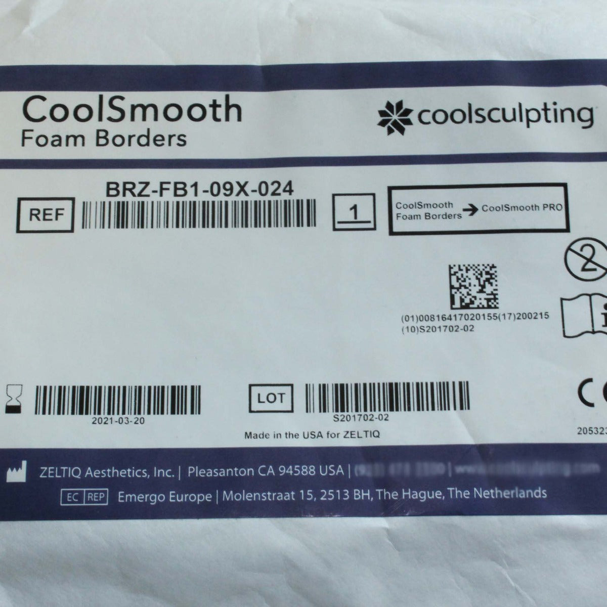 Zeltiq CoolSculpting CoolSmooth Cool Smooth Foam Borders BRZ-FB1-09X-024 (18-Pk)