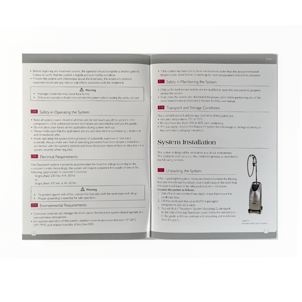 VIORA REACTION, User Manual, “The new generation in body contouring & skin tightening” P/N MK-008-EN E