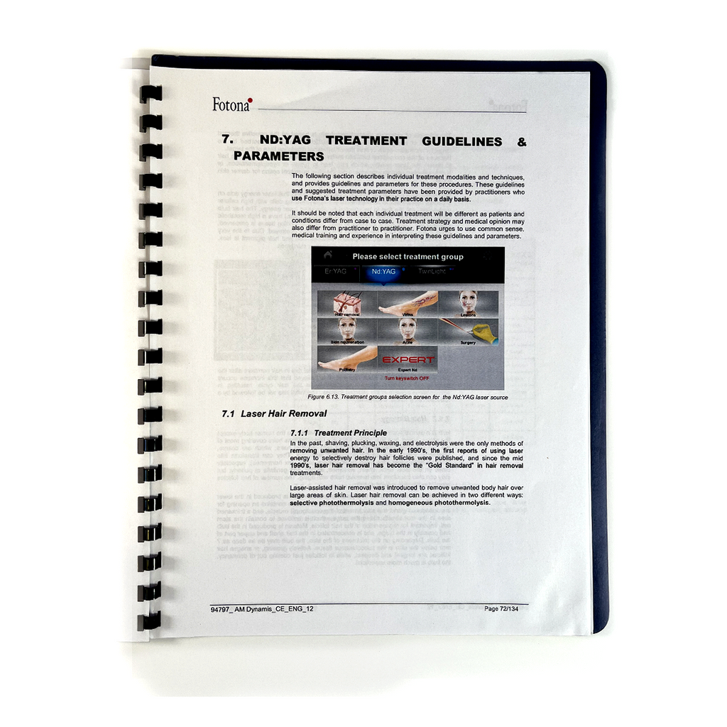 Fotona, choose perfection, Laser Hair Removal Manual, ND: YAG, 94797_AM Dynamis_CE_ENG_12