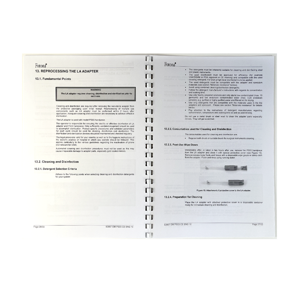 Fotona, OPERATOR MANUAL, Er:YAG Optical Handpiece, Model: PS03, 83967 CE ENG 10