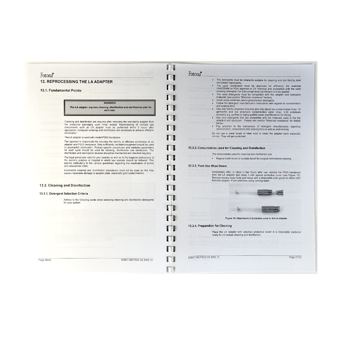 Fotona, OPERATOR MANUAL, Er:YAG Optical Handpiece, Model: PS03, 83967 CE ENG 10