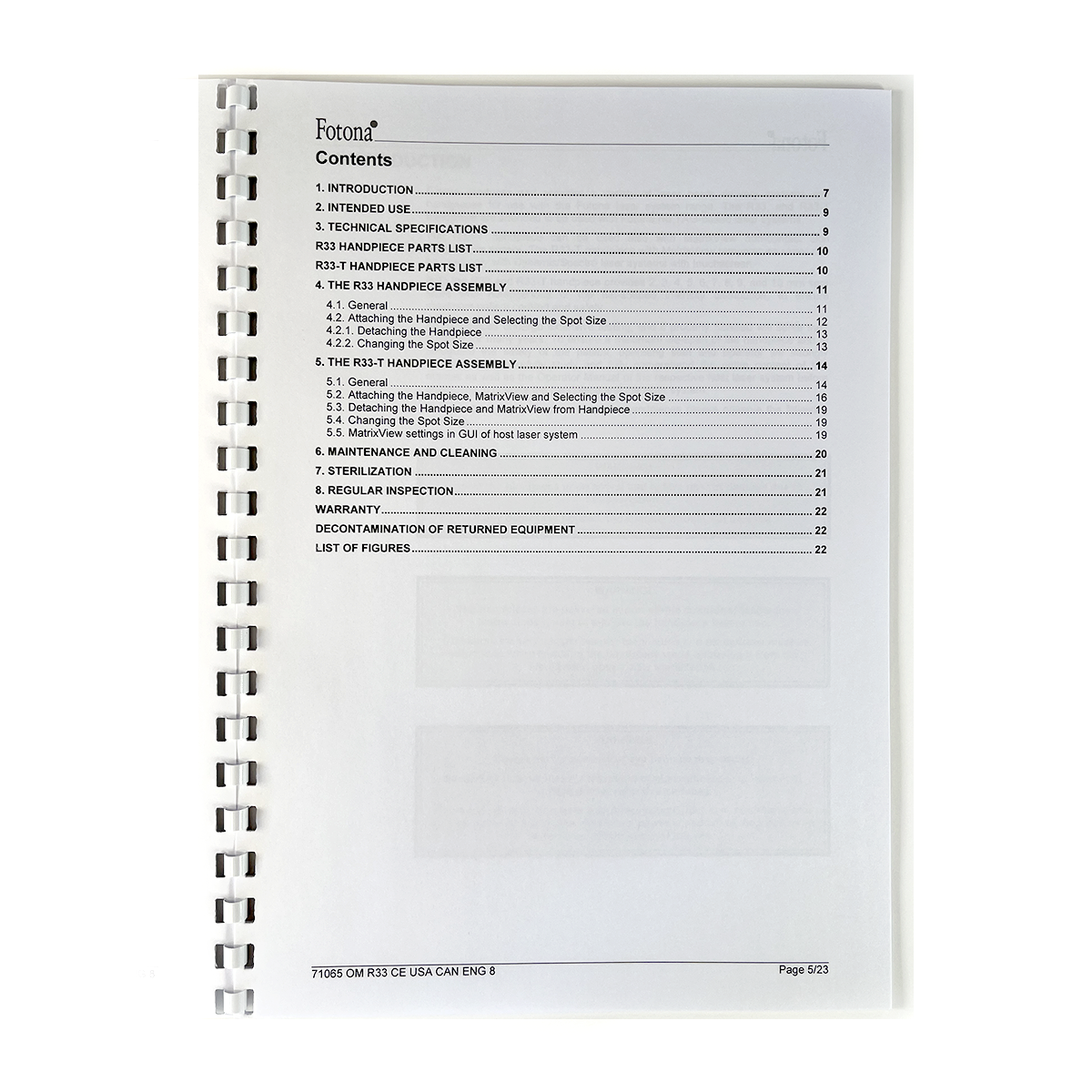 Fotona, OPERATOR MANUAL, Er:YAG Optical Handpiece, Model: R33, R33-T, 71065 CE USA CAN ENG 8