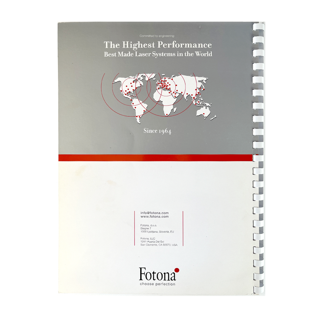 Fotona, Applications Manual, Er:YAG and Nd:YAG Laser in Dermatology and Aesthetic Medicine, Dynamis/Spectro Line, 91711 CAN ENG 12