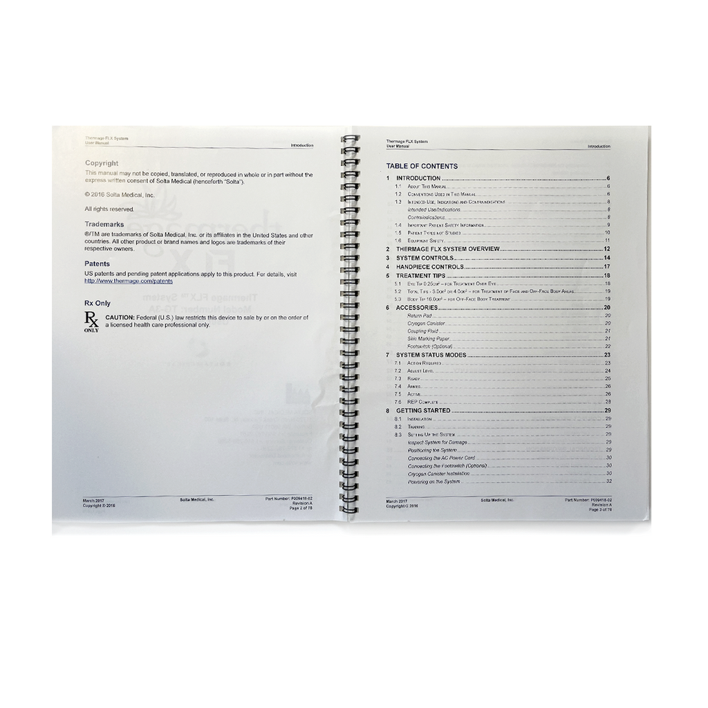 Thermage FLX User Operator Manual Guide TG-3A P009418-02 Patient Treatment