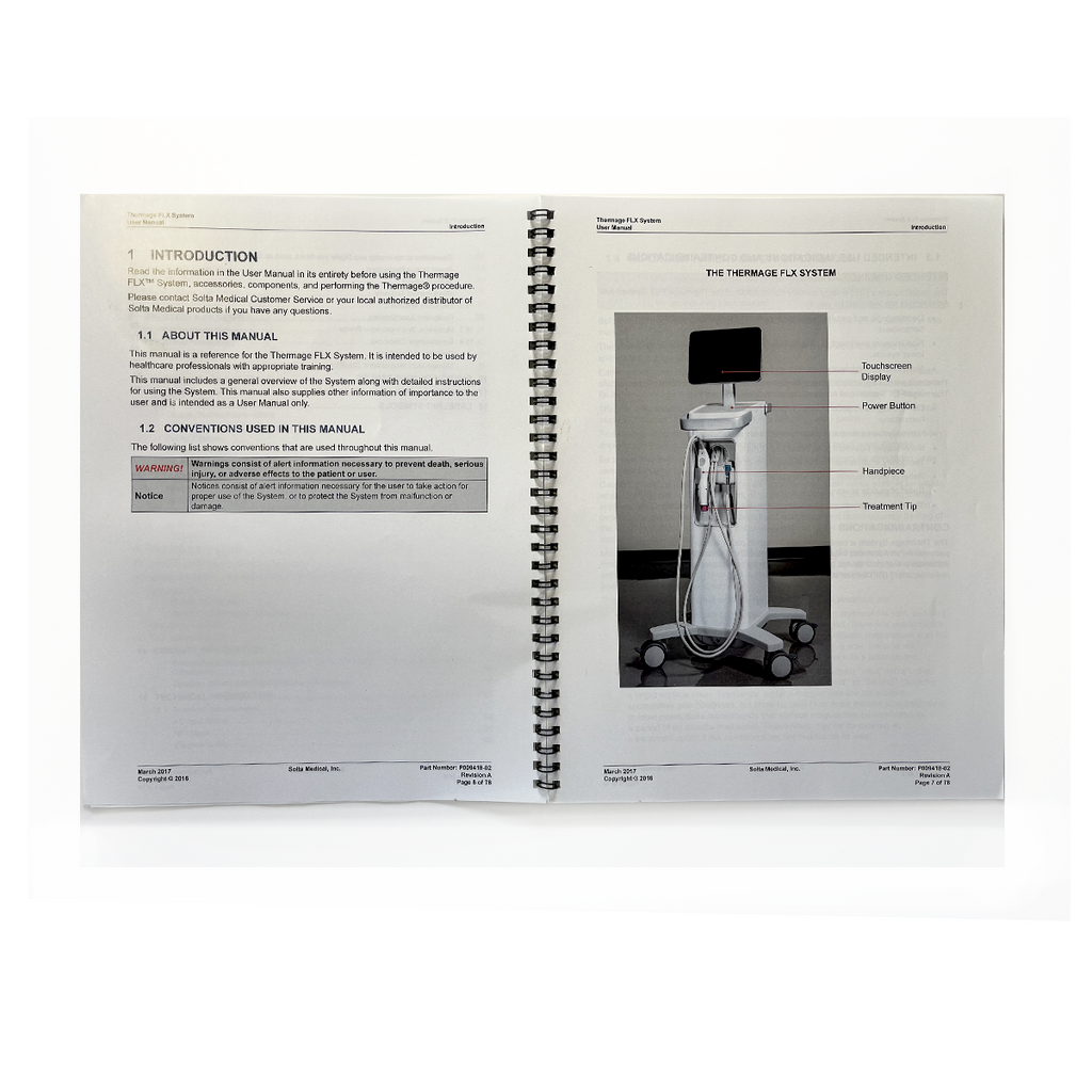 Thermage FLX User Operator Manual Guide TG-3A P009418-02 Patient Treatment