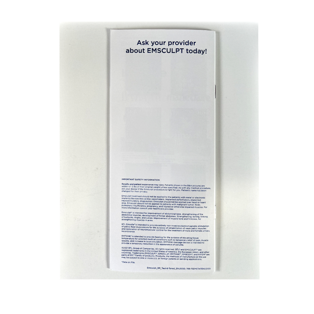 BTL EMSCULPT Body Sculpting Toning Booty Building Treatment Brochures - 32 Pack