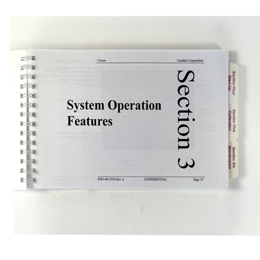 Candela VBeam Pulsed Dye V Beam Laser User Operator Manual REV A 8501-00-1510 -1