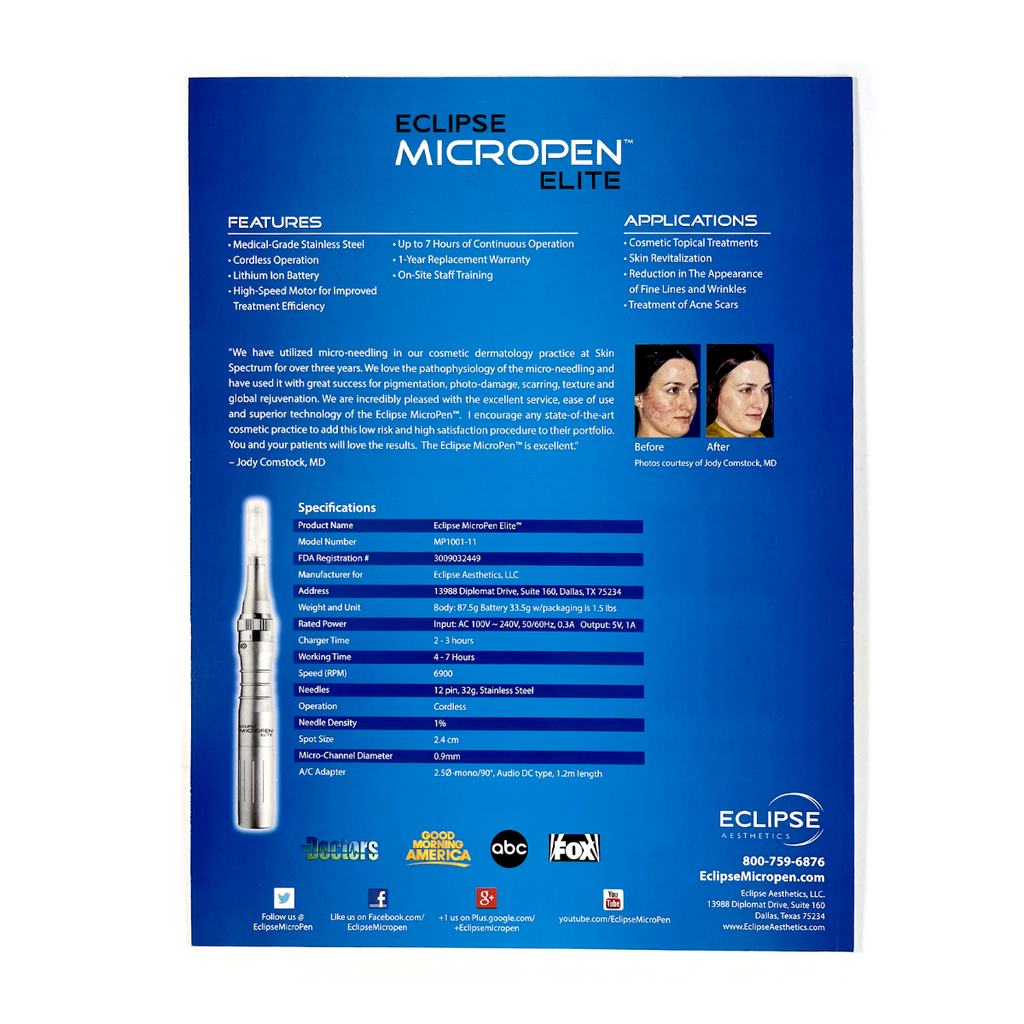 Eclipse Micropen Elite Cordless New Fluid-Resistant Turbo Safety Needle (1 Brochure)