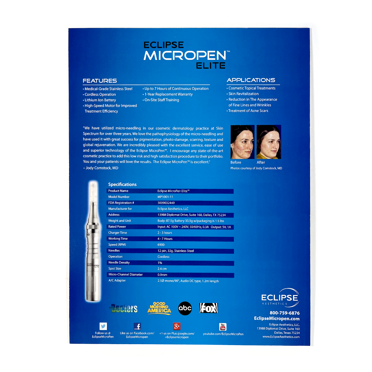 Eclipse Micropen Elite Cordless New Fluid-Resistant Turbo Safety Needle (1 Brochure)