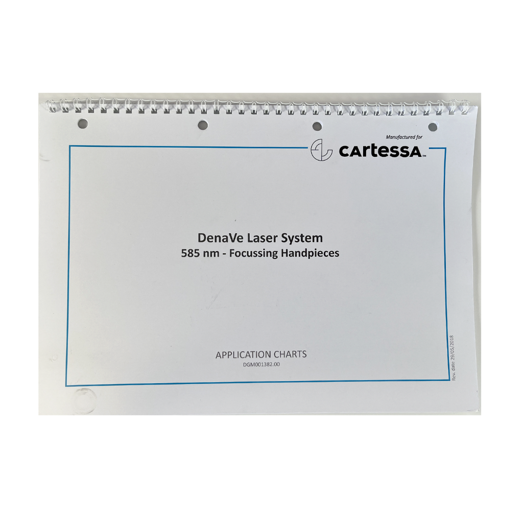 Cartessa DenaVe Laser System 585 nm - Focussing Handpieces Application Charts DGM001382.00
