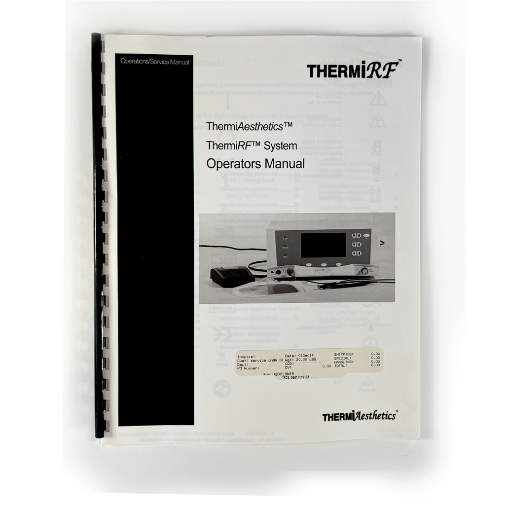 Thermi Aesthetics ThermiRF Cellulite System Operator Manual 11212013 Ver. 1.0