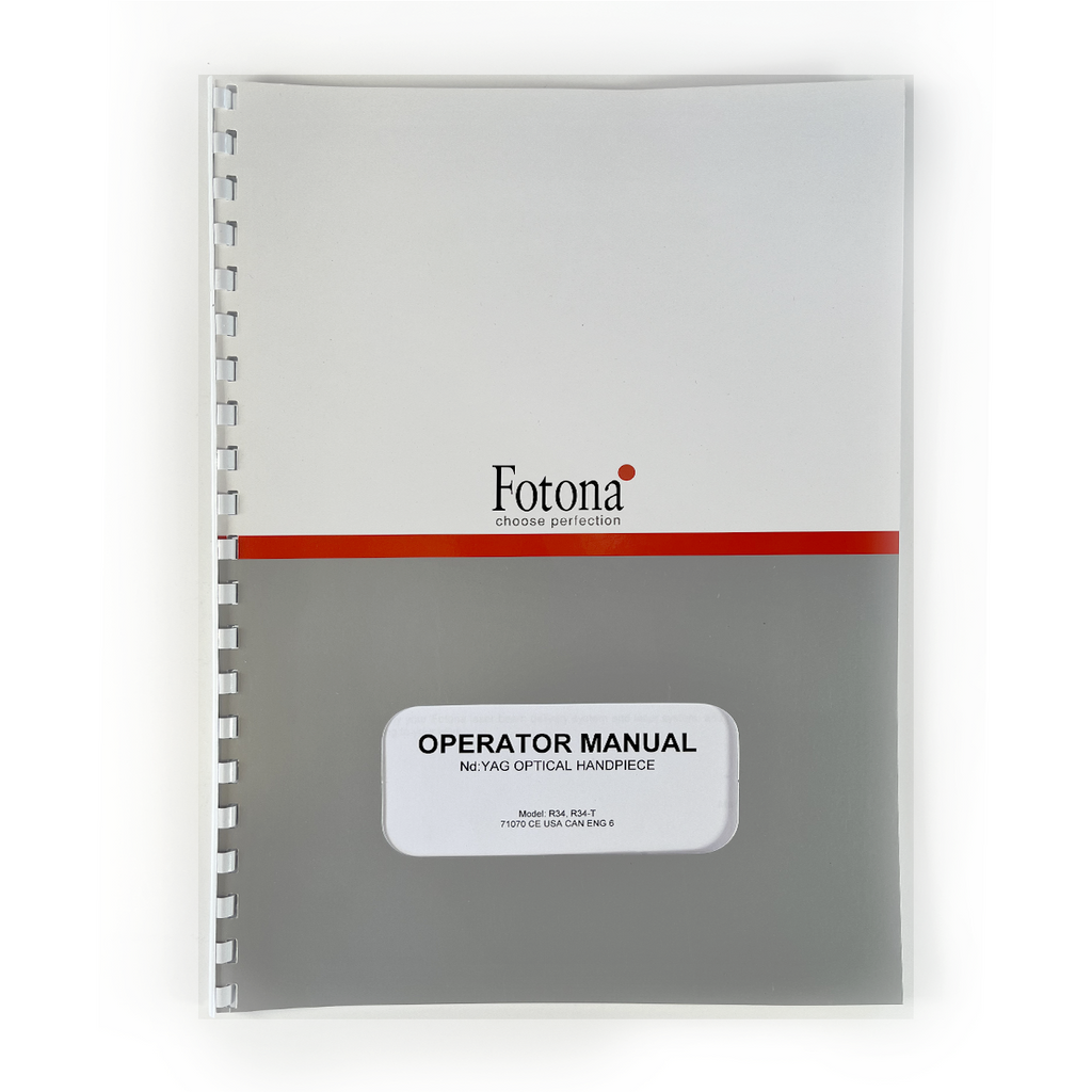 Fotona, OPERATOR MANUAL, Nd: YAG OPTICAL HANDPIECE, Model: R34, R34-T, 71070 CE USA CAN ENG 6