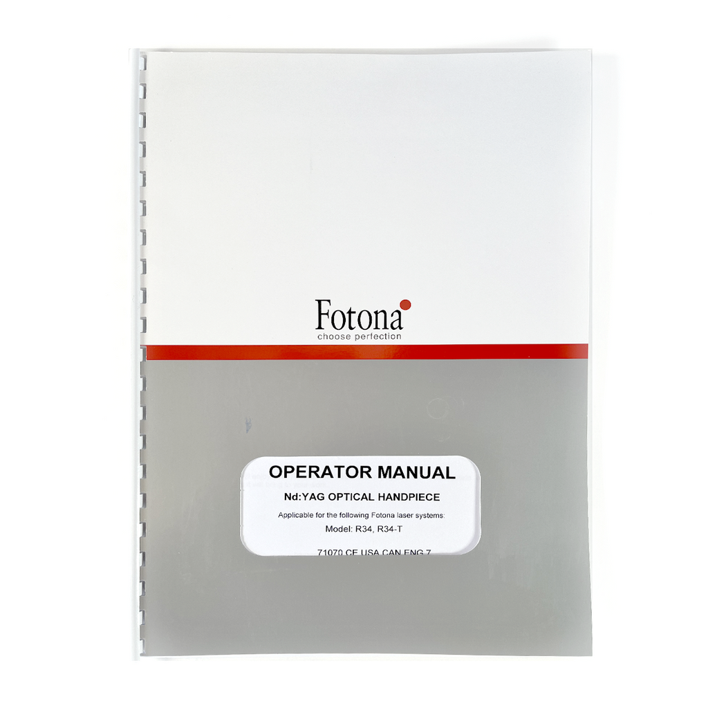 Fotona, OPERATOR MANUAL, Nd: YAG OPTICAL HANDPIECE, Model: R34, R34-T, 71070 CE USA CAN ENG 7