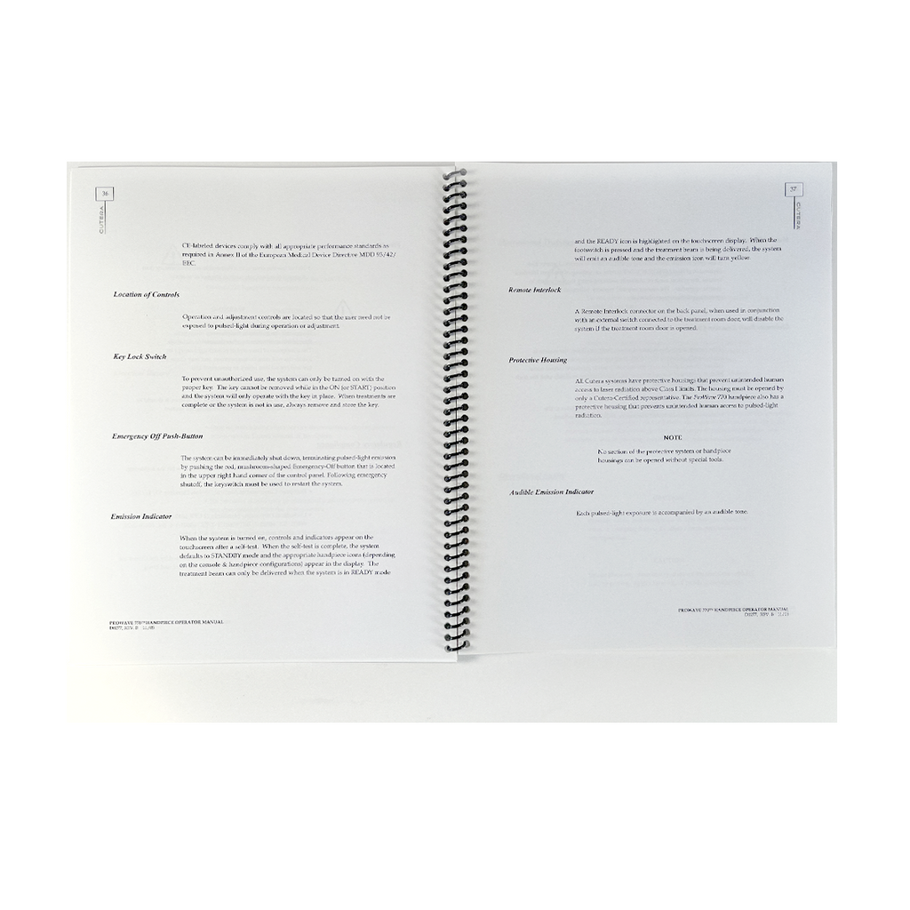 CUTERA, Pro Wave 770 Handpiece, Operator Manual, P/N D0277 REV.B 11/05