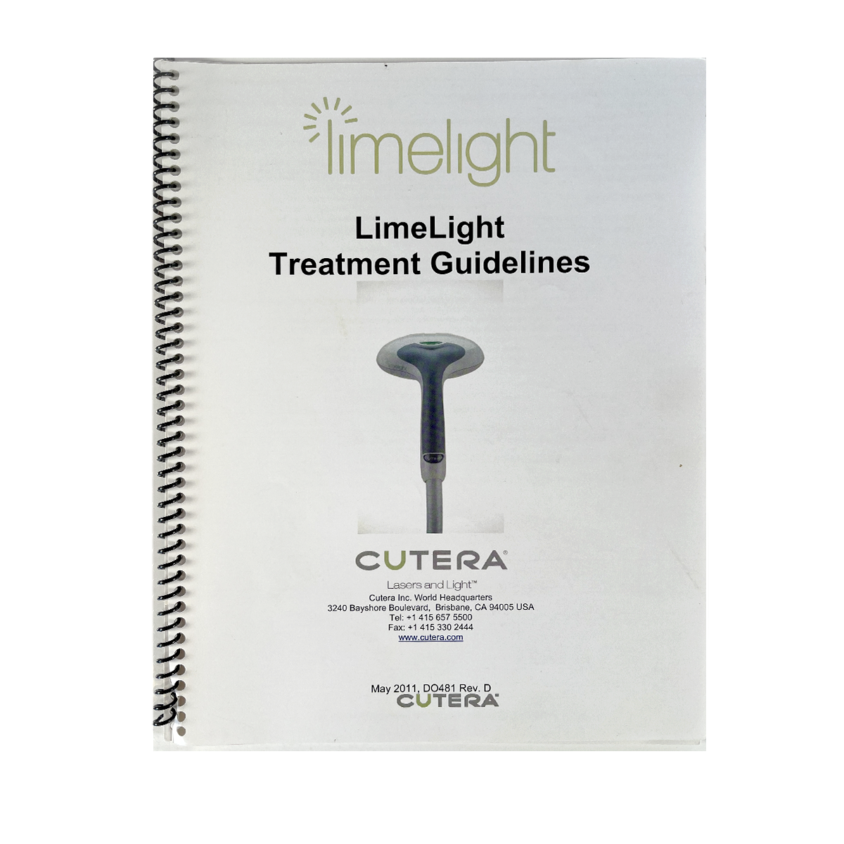 CUTERA, Limelight, TimeLight Treatment Guidelines, DO481 Rev. D, May 2011