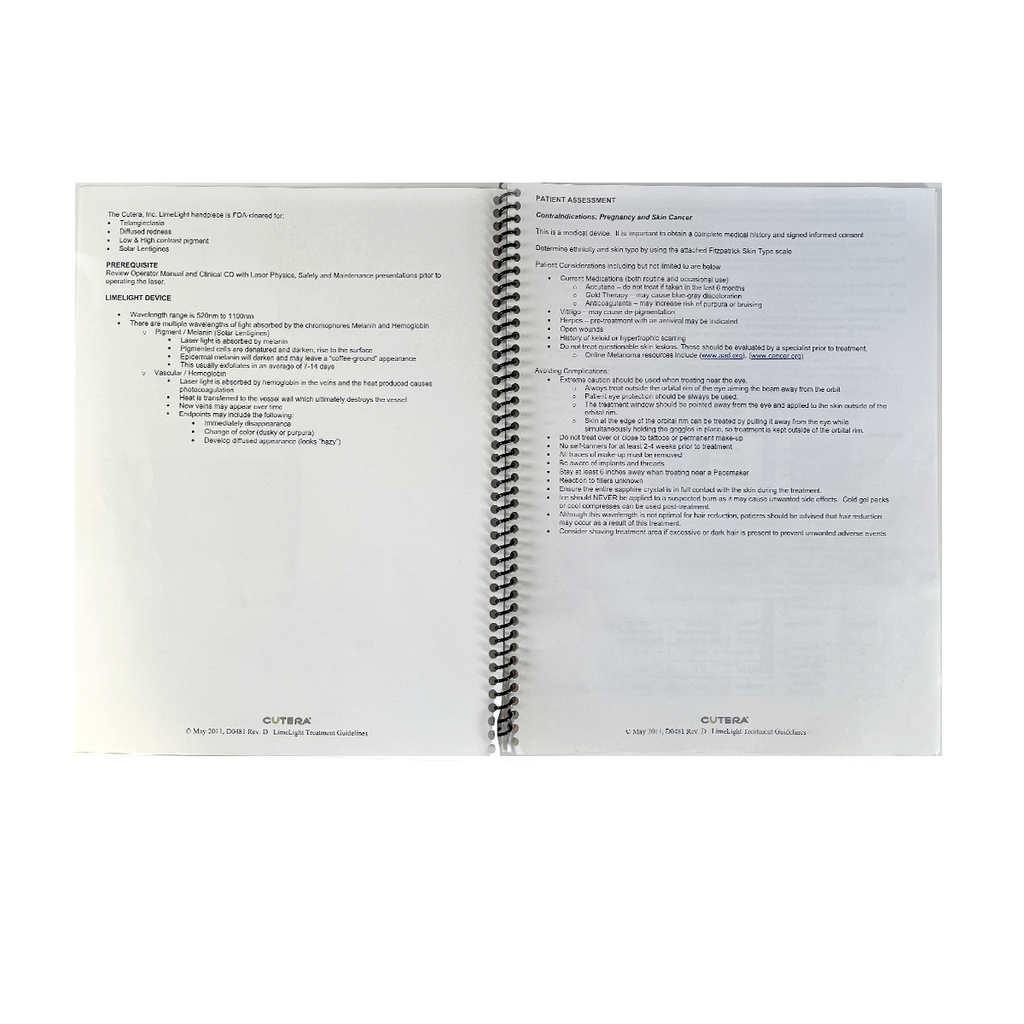CUTERA, Limelight, TimeLight Treatment Guidelines, DO481 Rev. D, May 2011