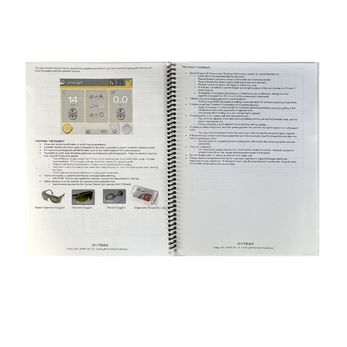 CUTERA, Limelight, TimeLight Treatment Guidelines, DO481 Rev. D, May 2011