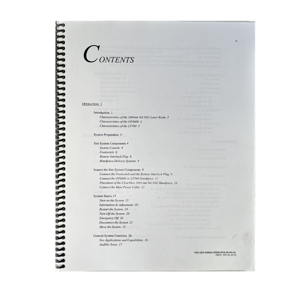 CUTERA, Operator Manual, Xeo Series, CoolGlide Xeo, Xeo SA, CoolGlide Genesis Plus, D0075, REV K, 03/10