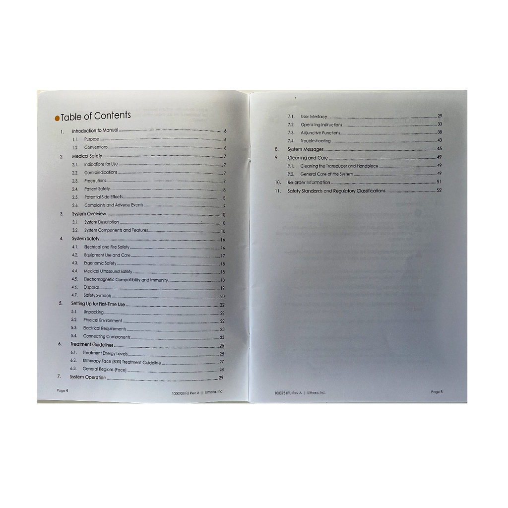 Ulthera, Instructions for Use, Featuring DeepSEE, Technology for Ultherapy, 1000931 FU REV A