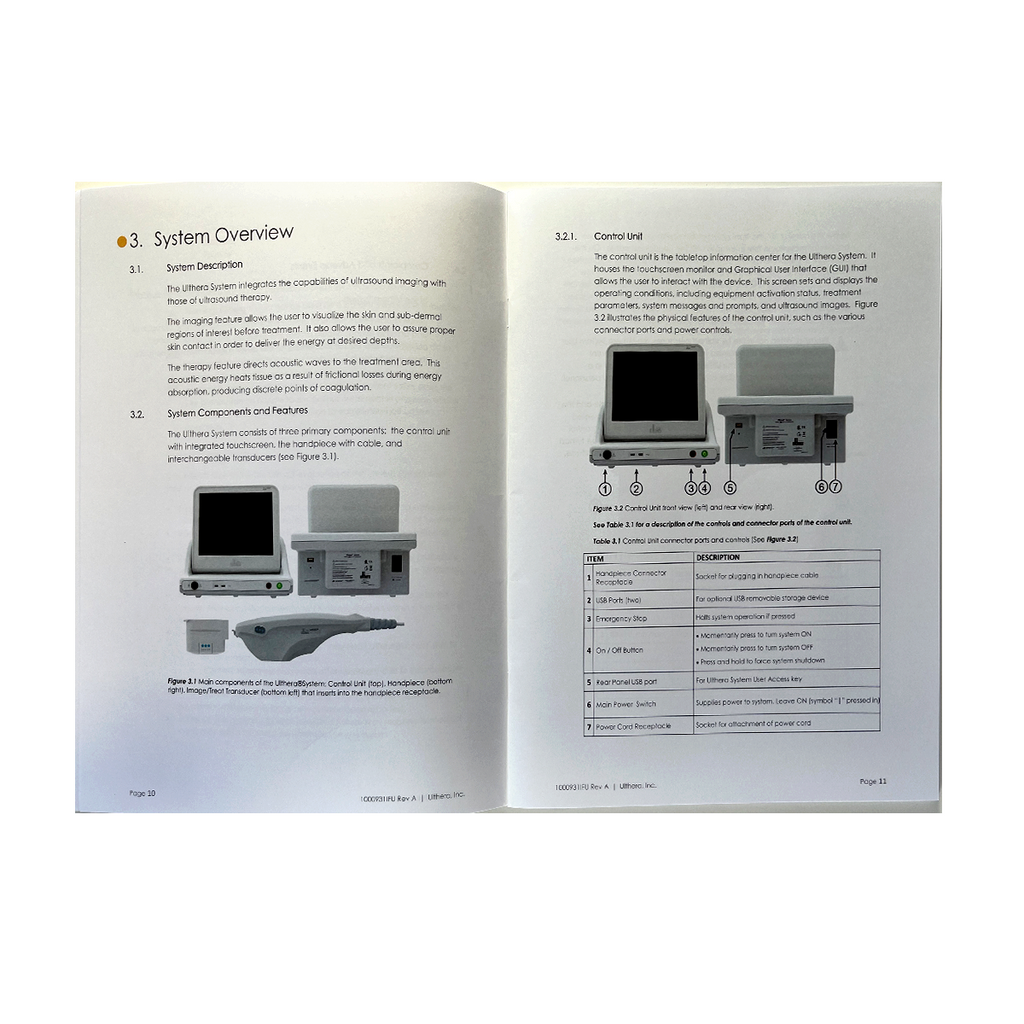 Ulthera, Instructions for Use, Featuring DeepSEE, Technology for Ultherapy, 1000931 FU REV A