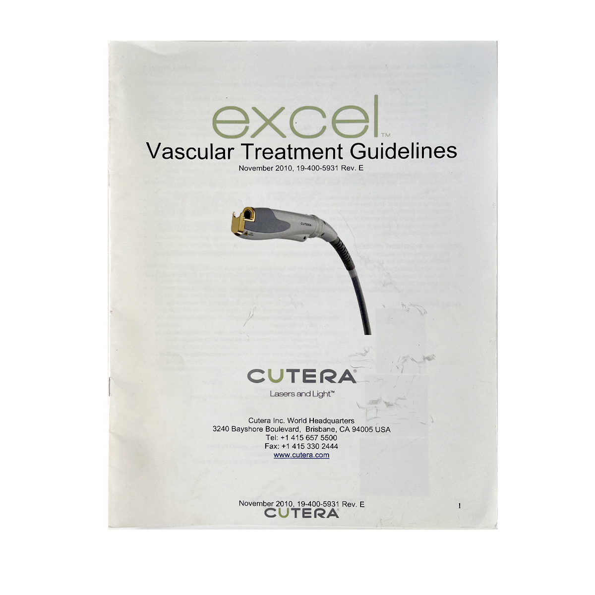 Cutera Excel, Vascular Treatment Guidelines, 19-400-5931 Rev. E, November 2010