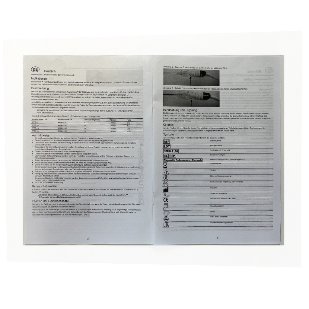NeuroTherm Disposable Radiofrequency Electrode Intructions for use