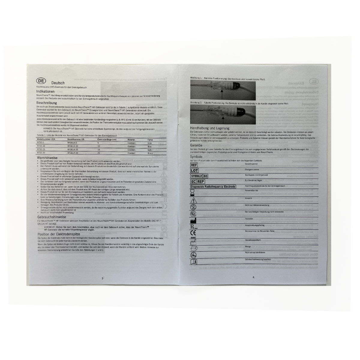 NeuroTherm Disposable Radiofrequency Electrode Intructions for use