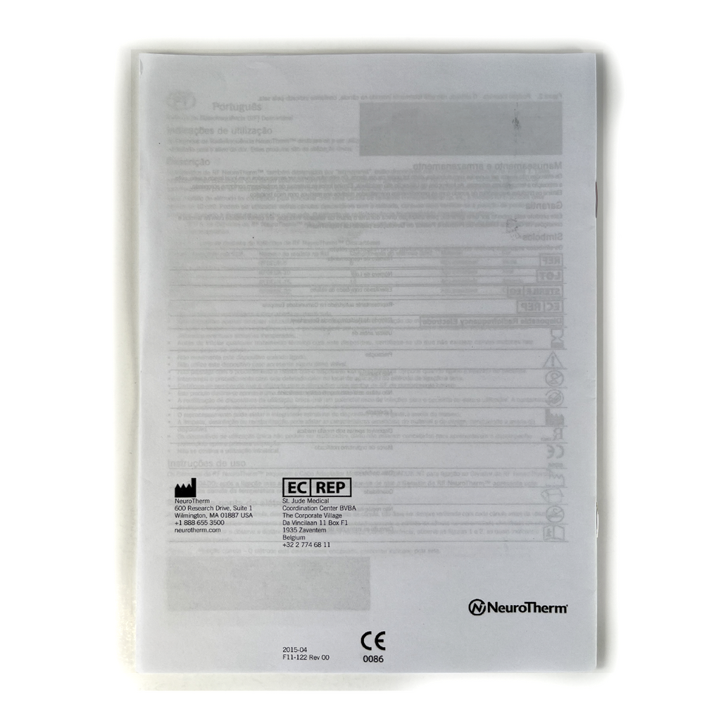 NeuroTherm Disposable Radiofrequency Electrode Intructions for use