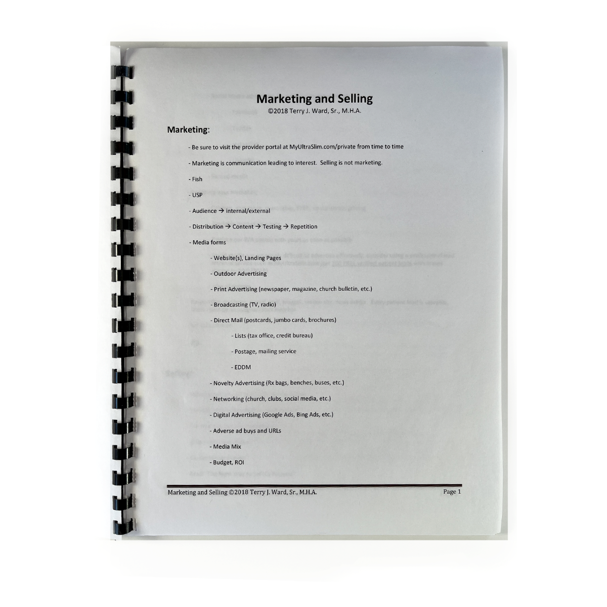 UltraSlim Manual Marketing and Selling Services Ward Photonics